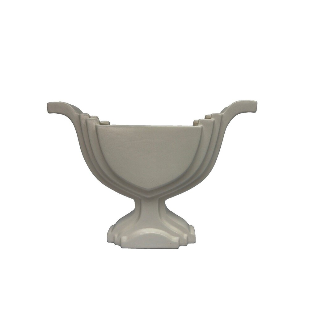 Global Views Matte White Ceramic Flat Vase Modern Architectural Design 9” Tall